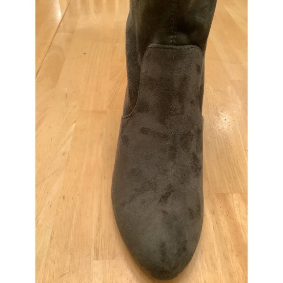 Lane Bryant Dark Olive Green Faux Suede Booties 11W - Picture 3 of 10